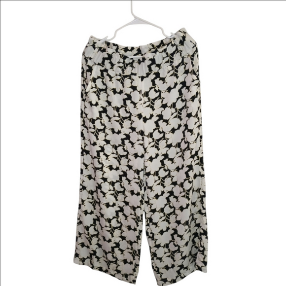 Halogen Floral Black and White Wide-Leg Pants - Picture 2 of 7